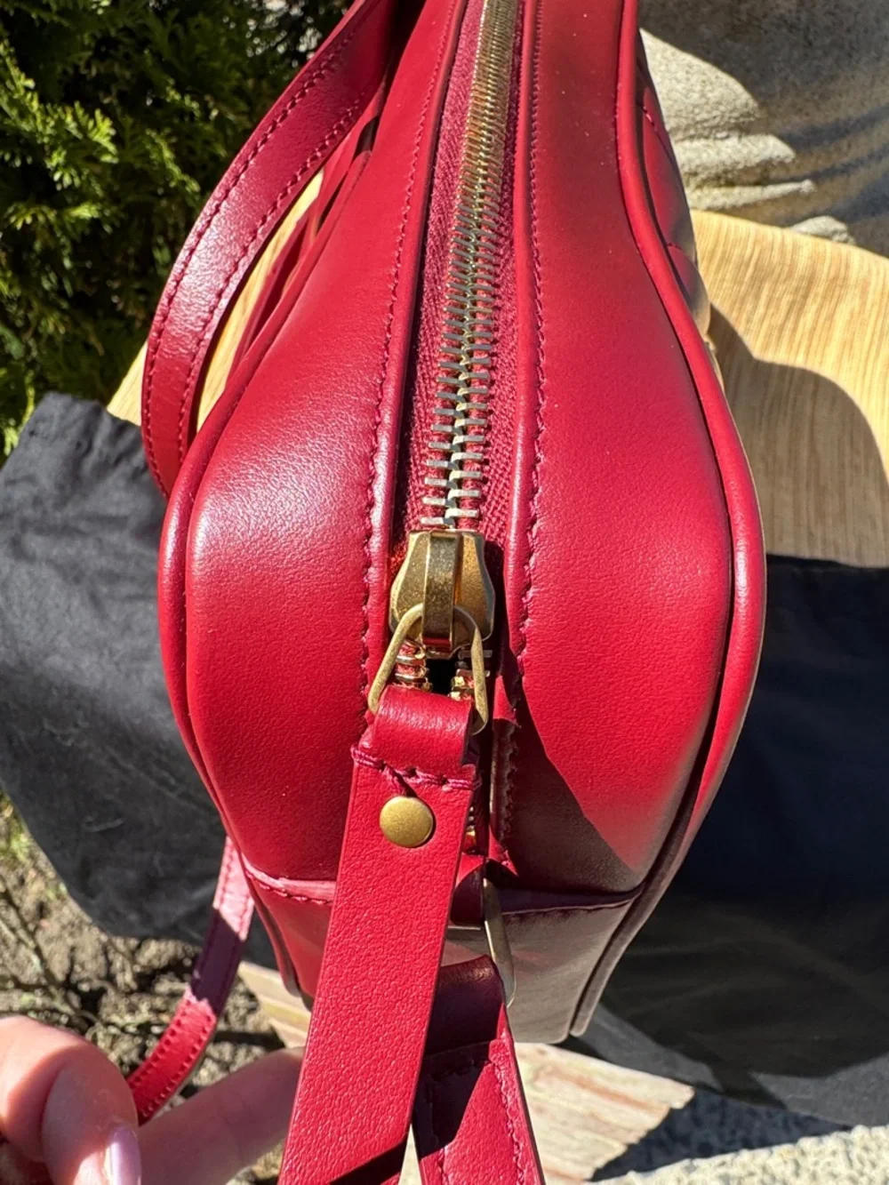 New! Saint Laurent Quilted Red Leather Crossbody Camera Bag with Gold YSL Logo